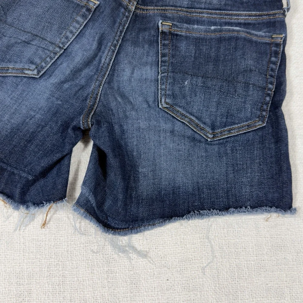 American‎ Eagle Next Level Stretch Midi Distressed Blue Jean Shorts Size 2 Dark